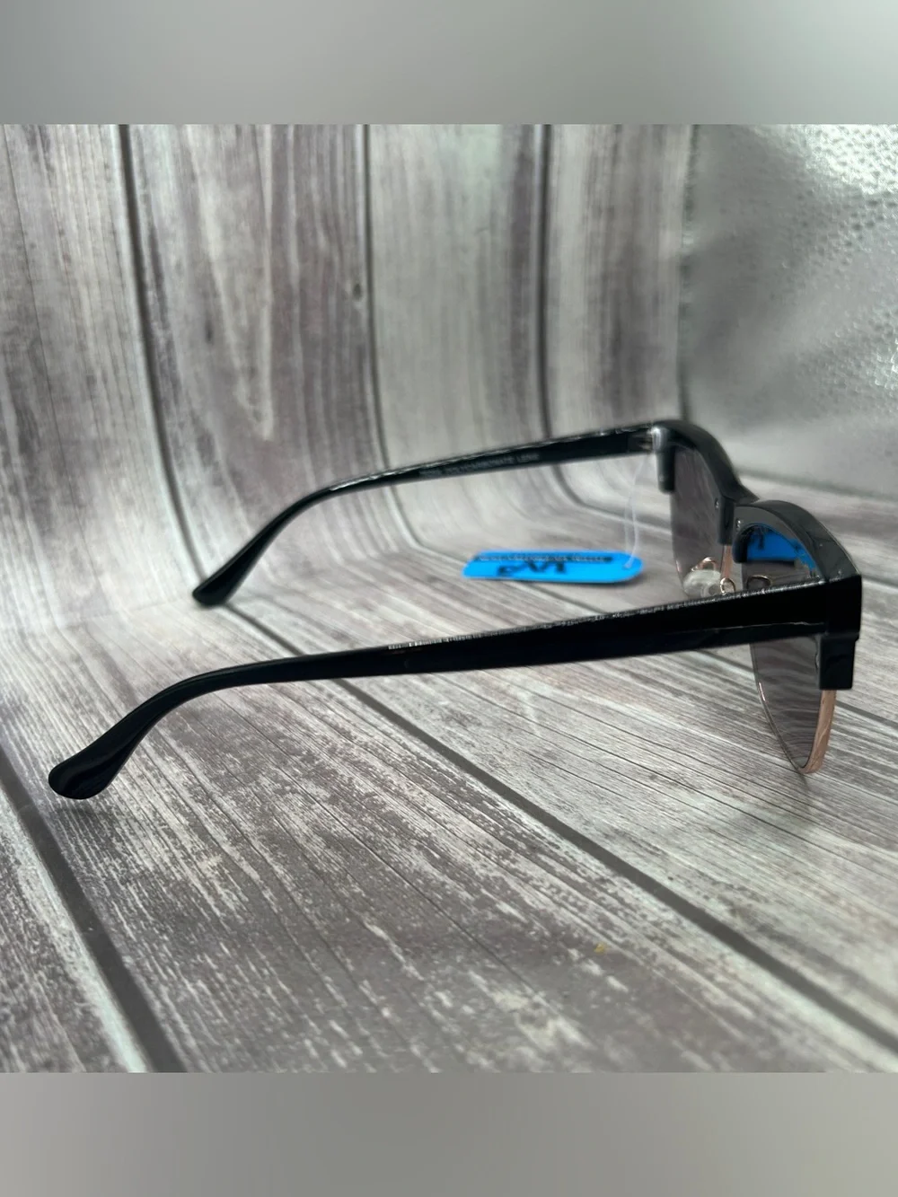 NWT UV3 Browline Clubmaster Sunglasses Black with Hard Case